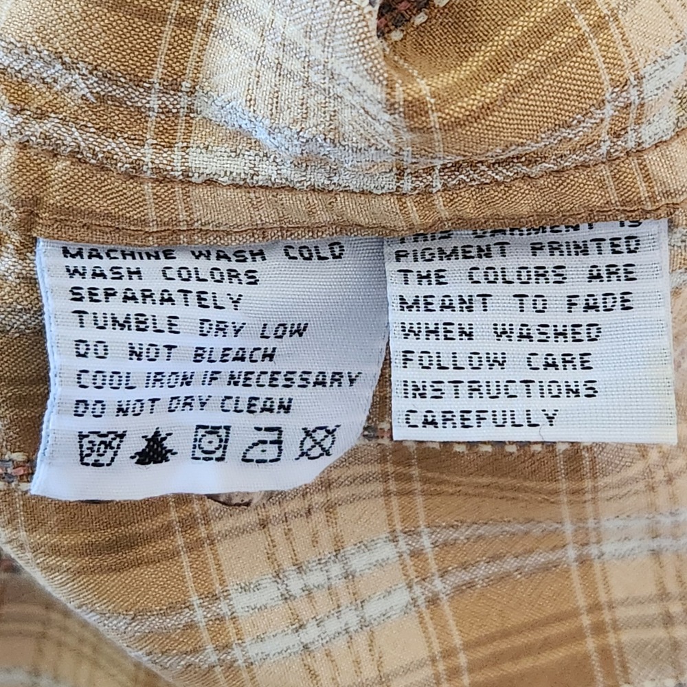 Tommy Bahama Silk Shirt Mens Medium Mustard Yellow Plaid Long Sleeve Button Up - Picture 6 of 10